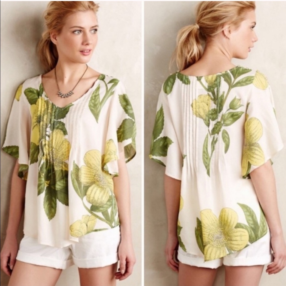 Anthro Maeve Maya Floral Flutter Sleeve Blouse 6